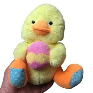 Animal Adventure Yellow Chick Duck Plush Holding Egg Stuffed Animal Easter 8"